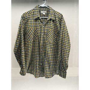 Haband Vintage Plaid Flannel Western Cowboy Pearl Snap Size XL